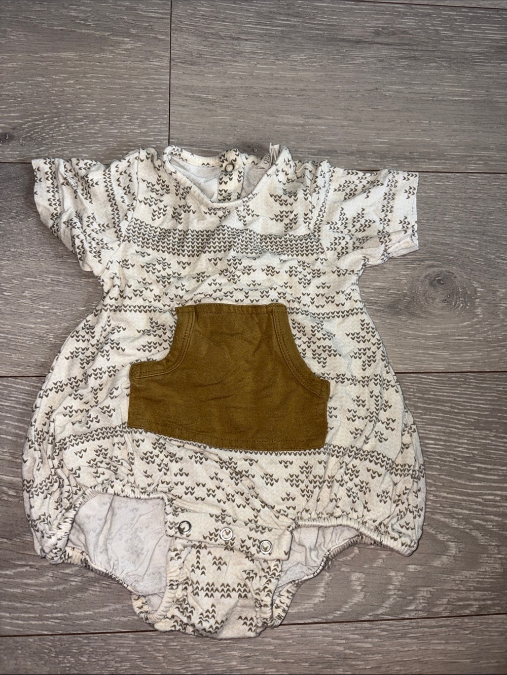 kate quinn Cream and Mustard Patterned Baby Romper